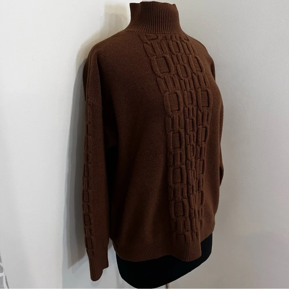 Calvin Klein Tech Knit Mock Neck Sweater in brown
